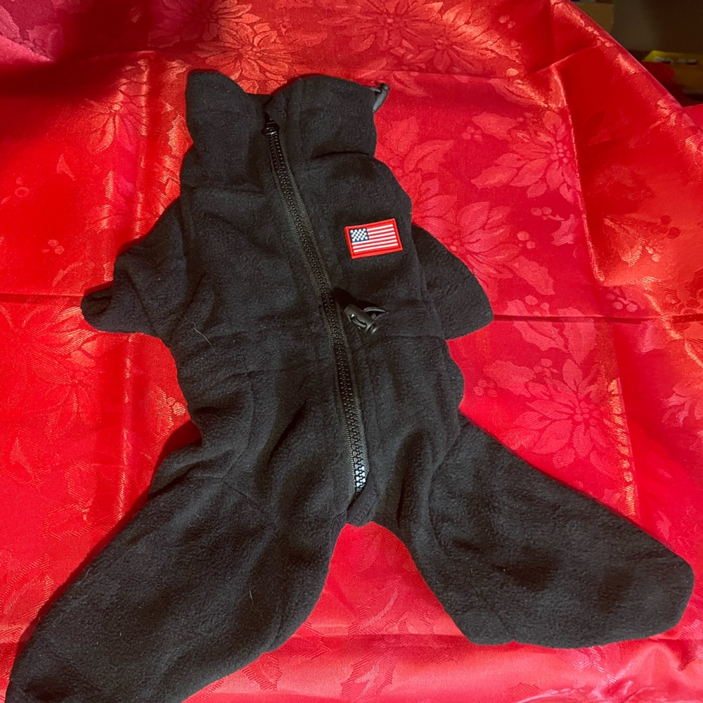 Dog onesie. Black size small. Fleece